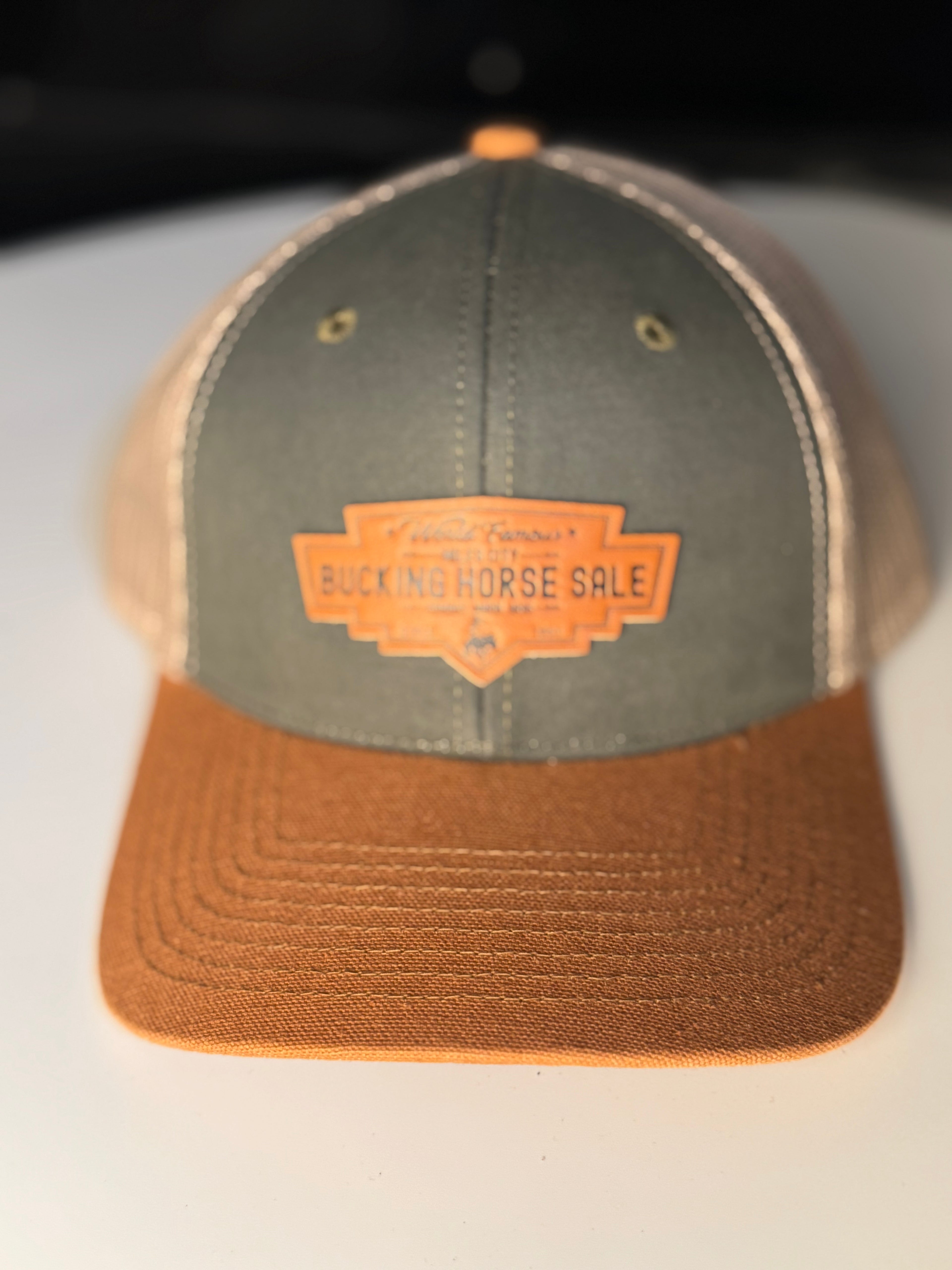 Green Suede/Khaki/Caramel Leather Patch Cap