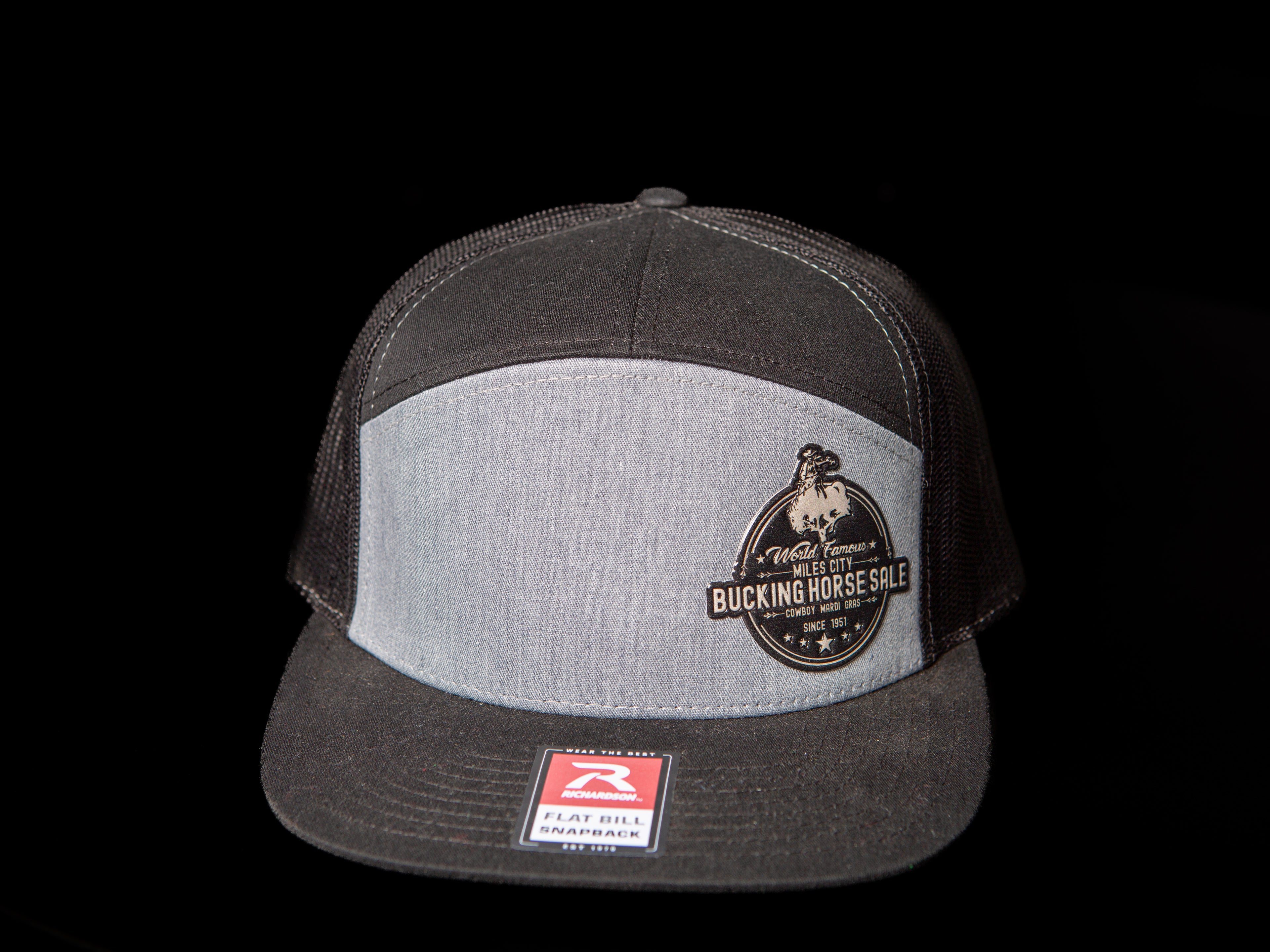 Black/Heather Flat Bill - Black Round Patch