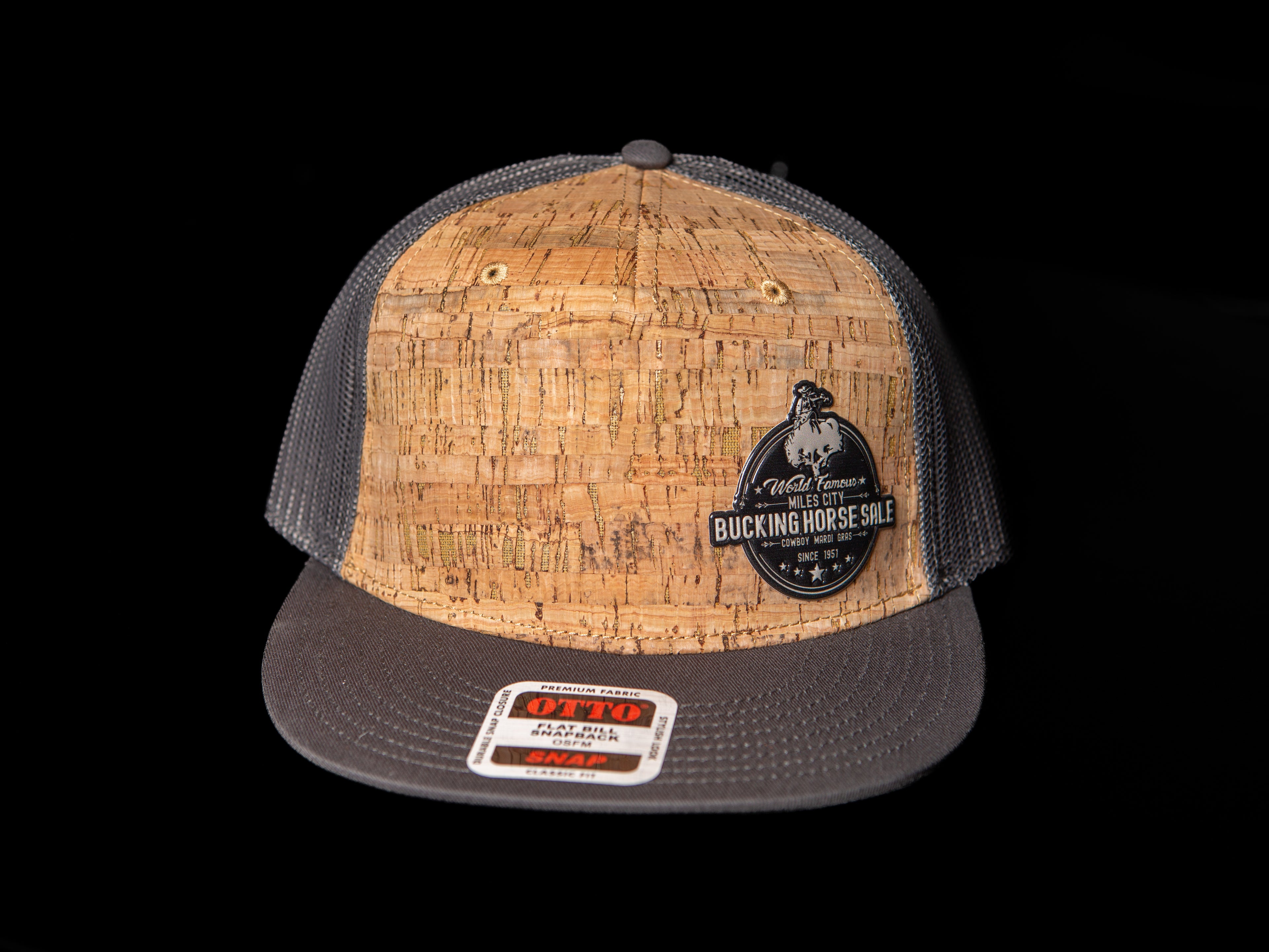 Cork/Charcoal Flatbill - Black Round Patch
