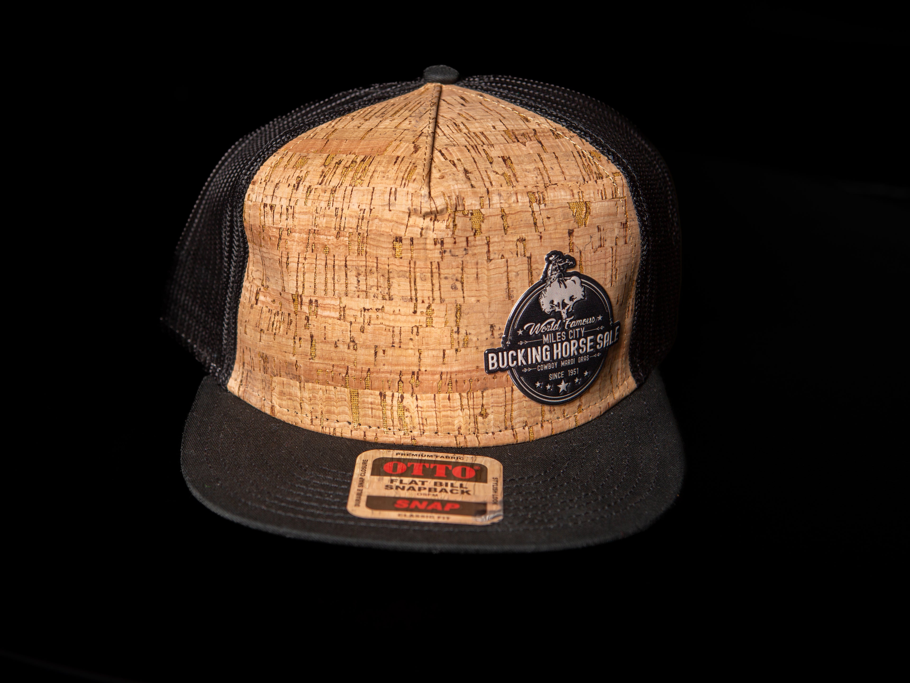 Cork/Black Flat Bill - Black Round Patch