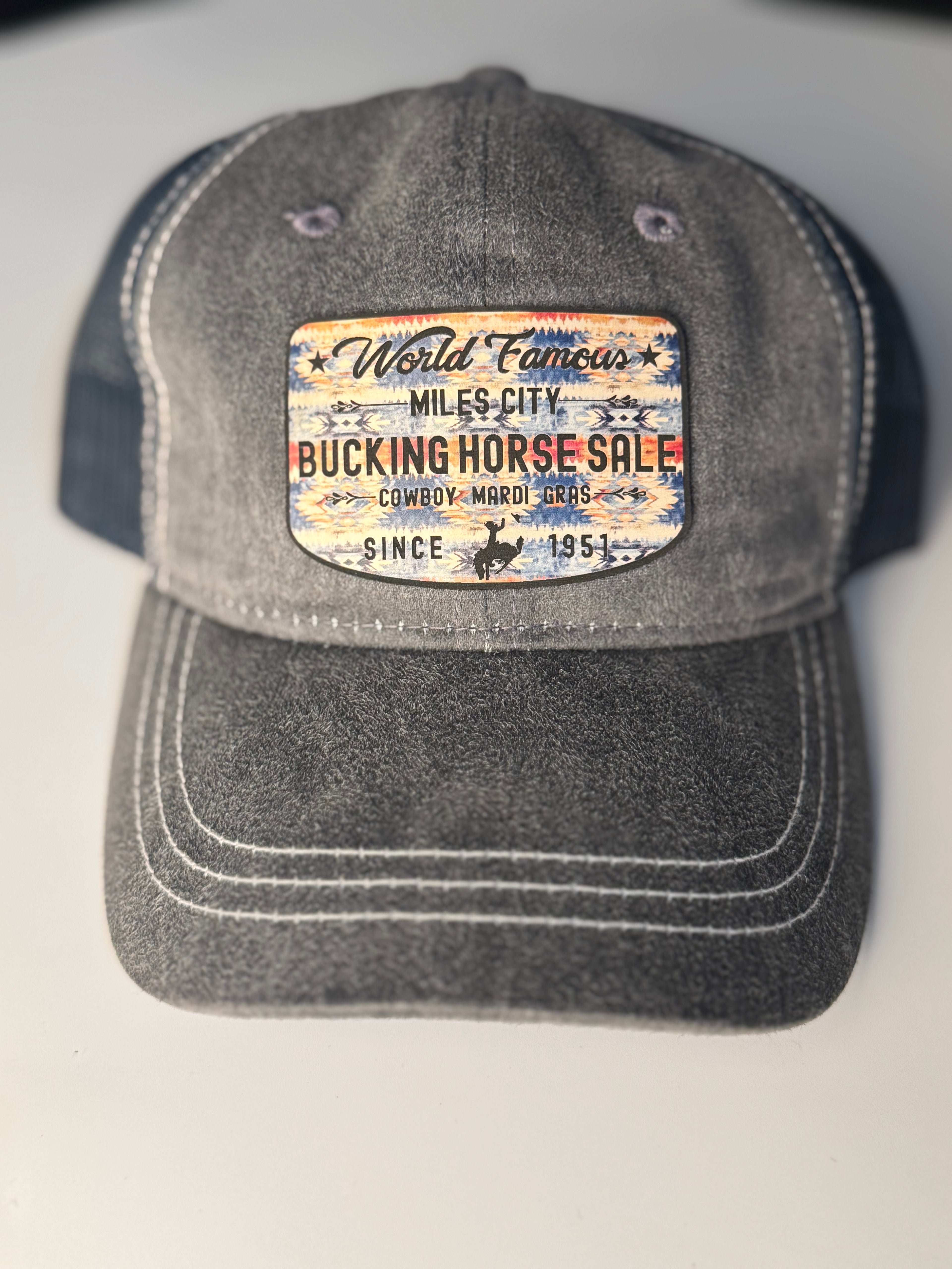 *PreOrder* Grey Suede/Navy Tribal Patch Cap